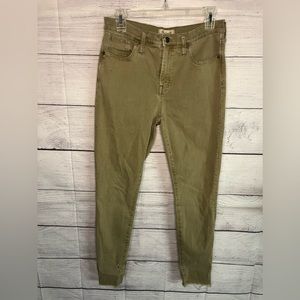 Madewell 29 Women’s 9" High-rise Skinny Crop Jeans Garment-dyed Olive Dirty Wash